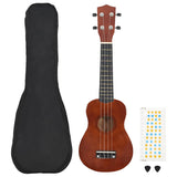 Vidaxl Ukleausetset mat Sak fir Kanner soprano 23 'Darkhout faarweg