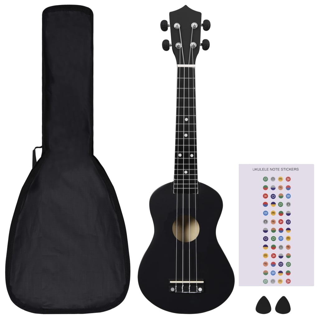 Vidaxl Ukleausetset mat Sak fir Kanner soprano 2 '' schwaarz