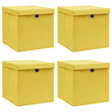Vidaxl lagringslådor med lock 4 st 32x32x32 cm tyggul
