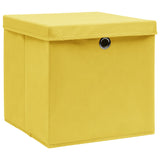 Vidaxl lagringslådor med lock 4 st 32x32x32 cm tyggul