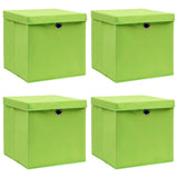 Úložné boxy Vidaxl s víkem 4 ks 32x32x32 cm tkanina zelená