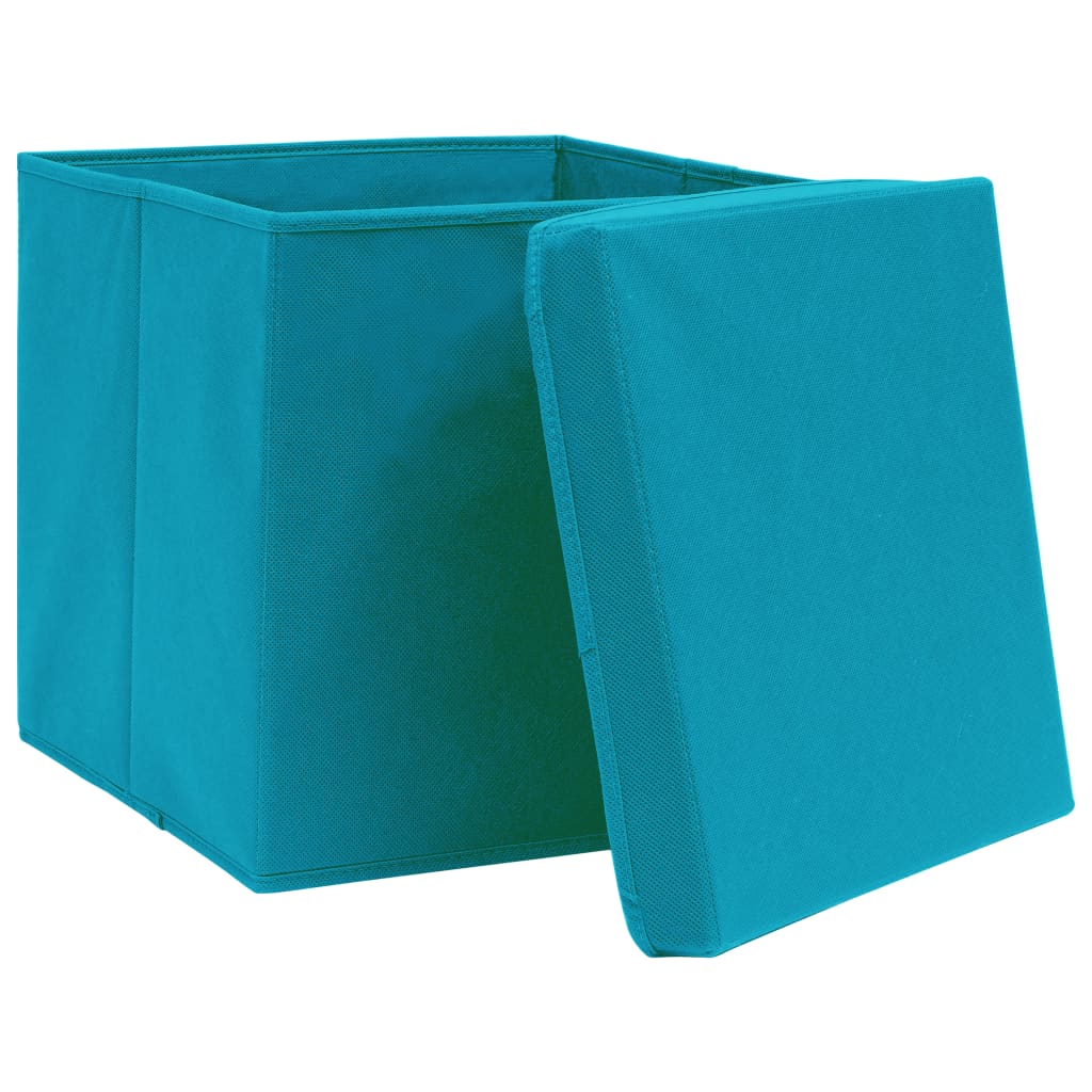 Vidaxl Späicherkëschten mat Deckel 4 PCs 32x32x32 cm Stoff Puppelchen blo