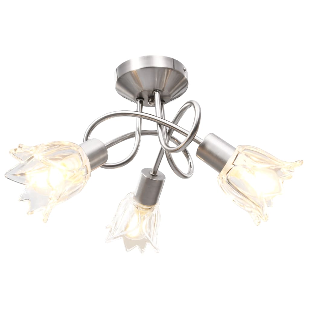 Vidaxl Lampada a soffitto con tulipano in vetro -cofano a forma di 3xe14 trasparente