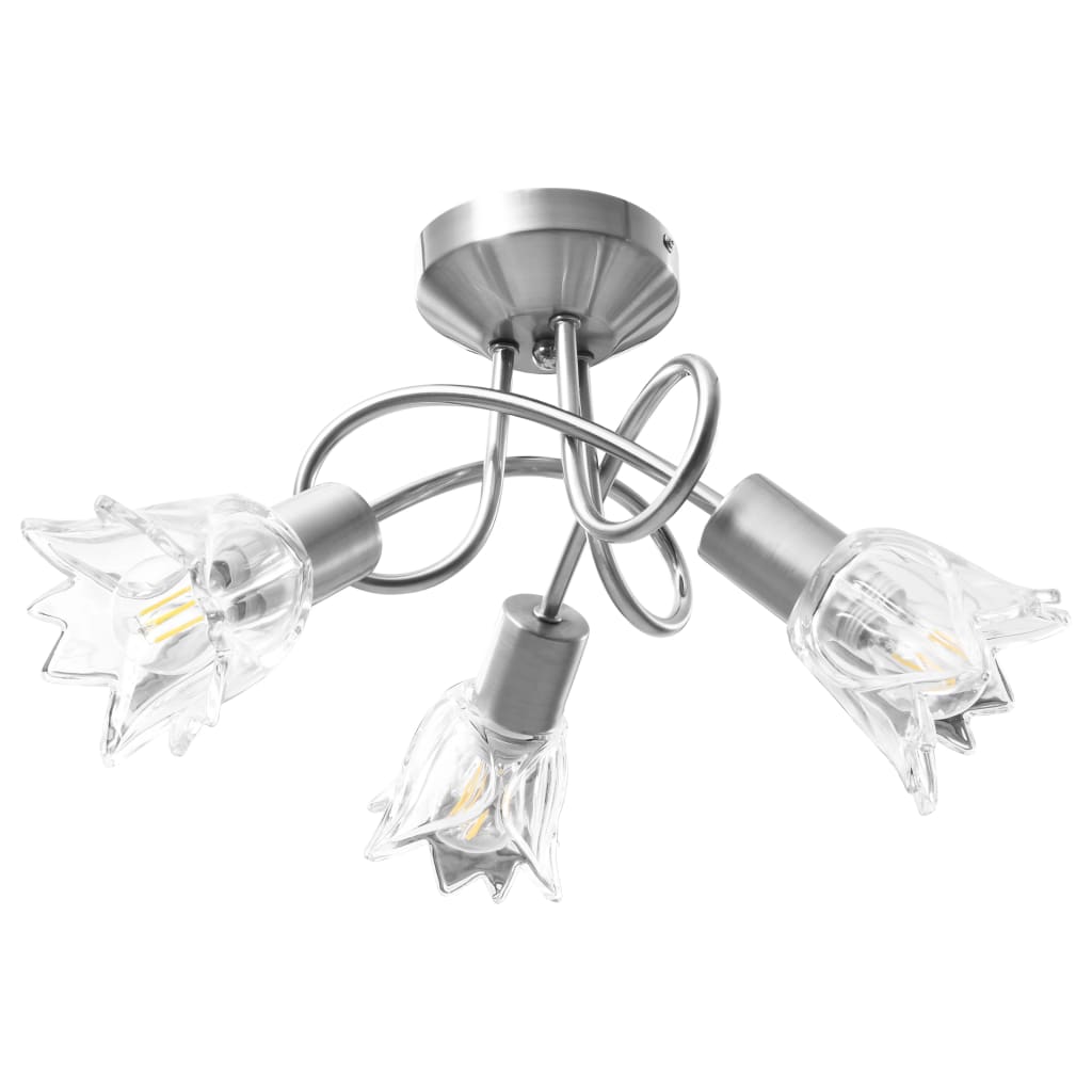 Vidaxl Lampada a soffitto con tulipano in vetro -cofano a forma di 3xe14 trasparente