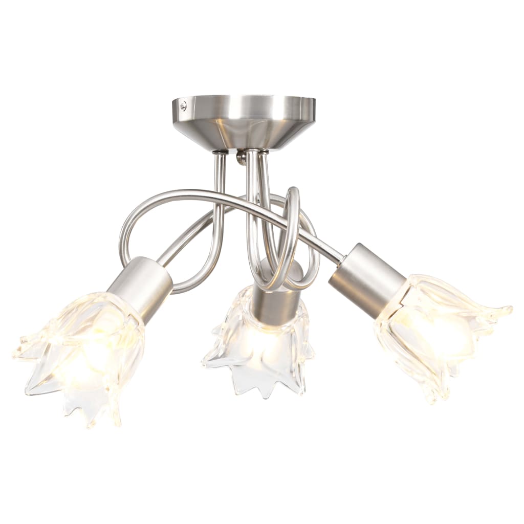 Vidaxl Lampada a soffitto con tulipano in vetro -cofano a forma di 3xe14 trasparente