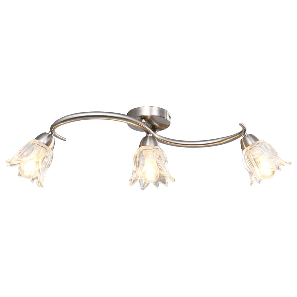 Vidaxl Lampada a soffitto con tulipano in vetro -cofano a forma di 3xe14 trasparente