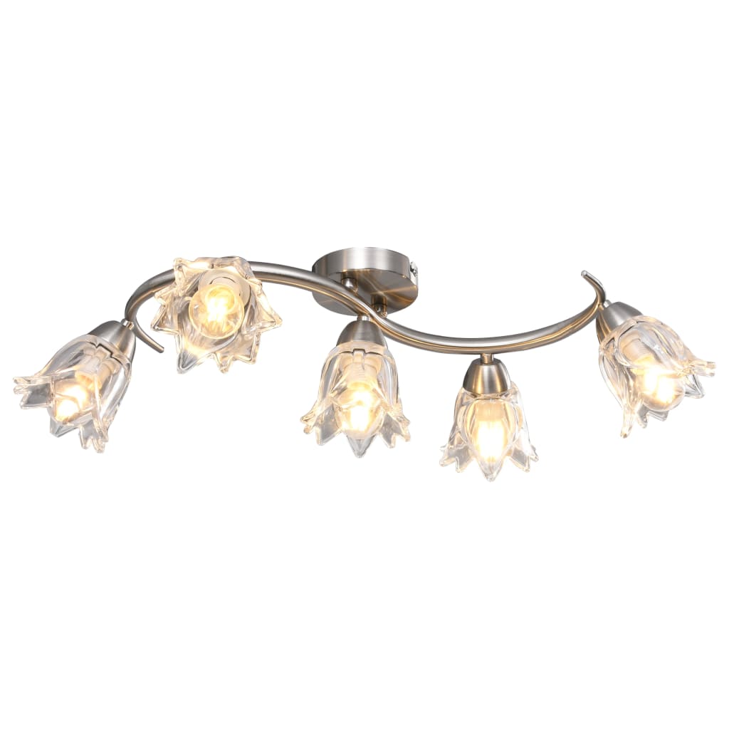 Vidaxl Lampada a soffitto con tulipano in vetro -Cappucce a forma di 5xe14 trasparente