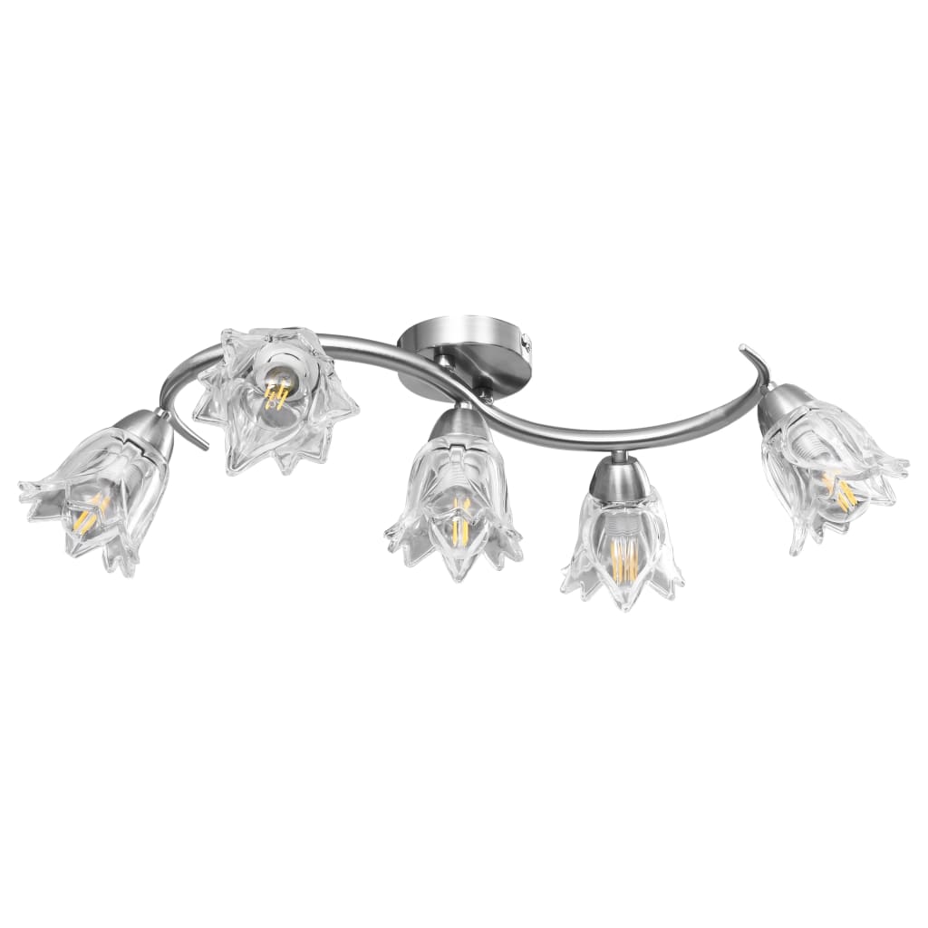 Vidaxl Lampada a soffitto con tulipano in vetro -Cappucce a forma di 5xe14 trasparente