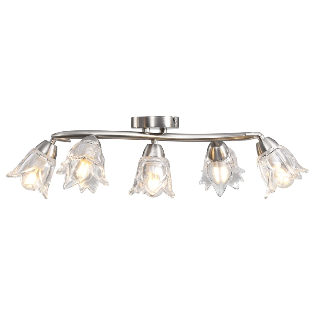 Vidaxl Lampada a soffitto con tulipano in vetro -Cappucce a forma di 5xe14 trasparente