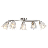 Vidaxl Lampada a soffitto con tulipano in vetro -Cappucce a forma di 5xe14 trasparente