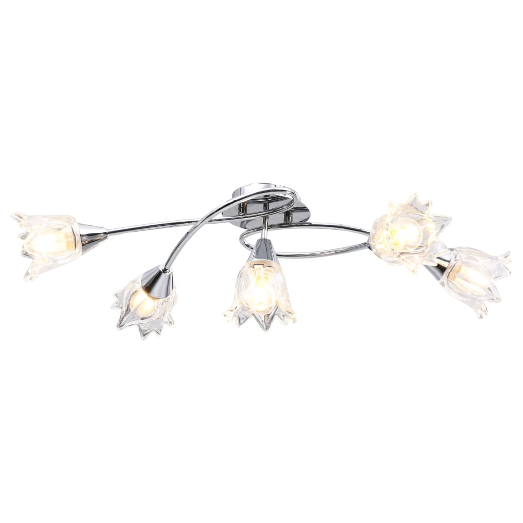 Vidaxl ceiling lamp with glass tulip -shaped hoods 5xe14 transparent
