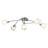 Vidaxl ceiling lamp with glass tulip -shaped hoods 5xe14 transparent