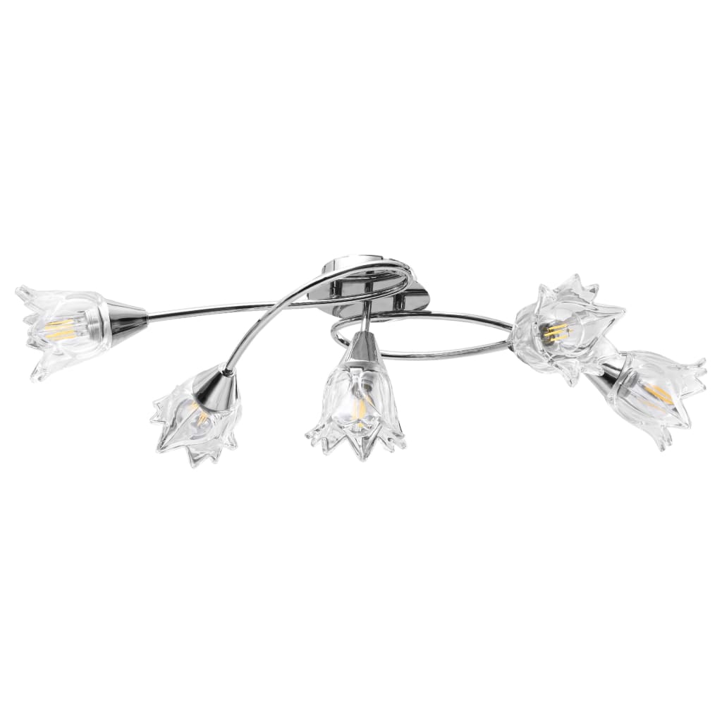 Vidaxl ceiling lamp with glass tulip -shaped hoods 5xe14 transparent