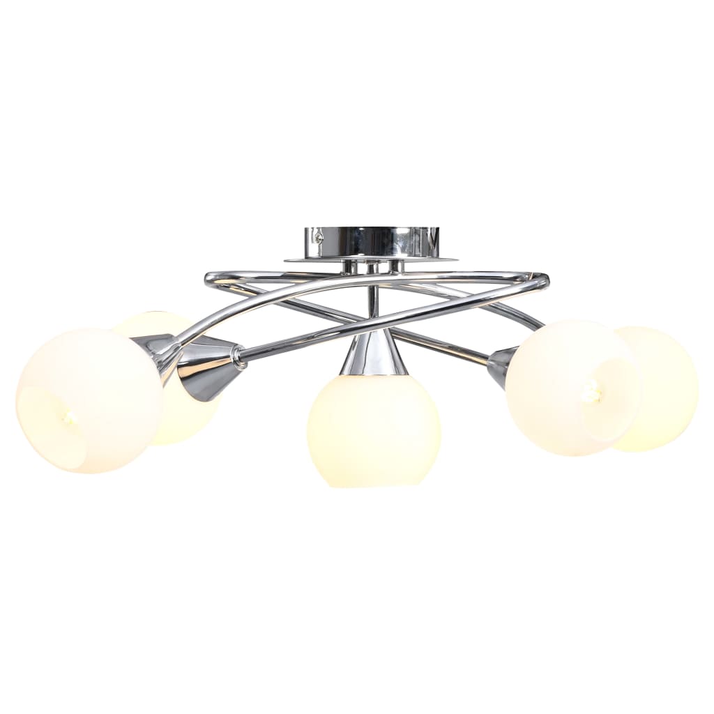 Vidaxl Plafile Lampe mat Keramik Keremeschkappen fir 5xe14 Wäiss