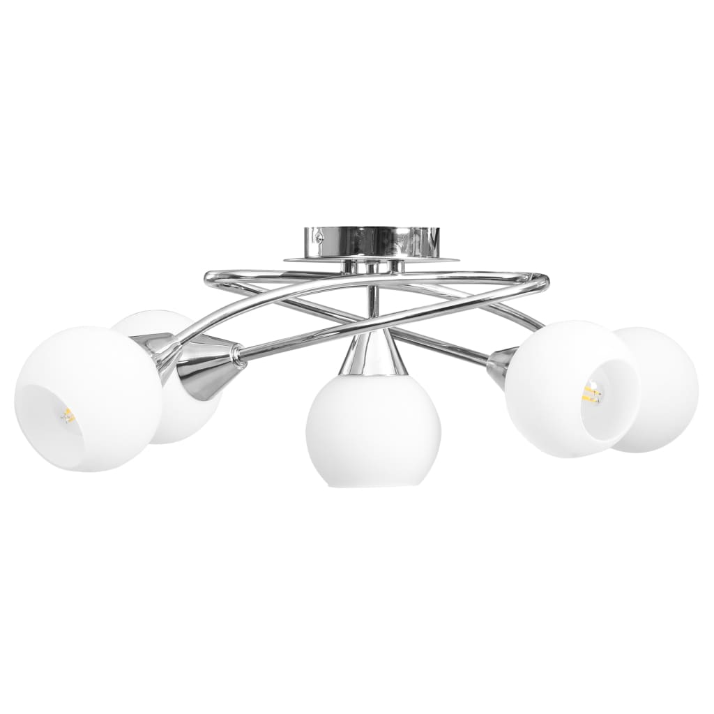 Vidaxl Plafile Lampe mat Keramik Keremeschkappen fir 5xe14 Wäiss