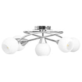 Vidaxl Plafile Lampe mat Keramik Keremeschkappen fir 5xe14 Wäiss