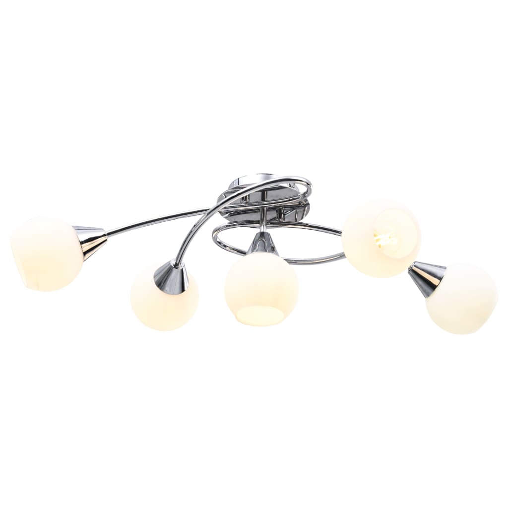Vidaxl Plafile Lampe mat Keramik Keremeschkappen fir 5xe14 Wäiss