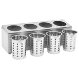 Vidaxl Cutlery Holder 4 Compartments Rectangular Stainless Steel
