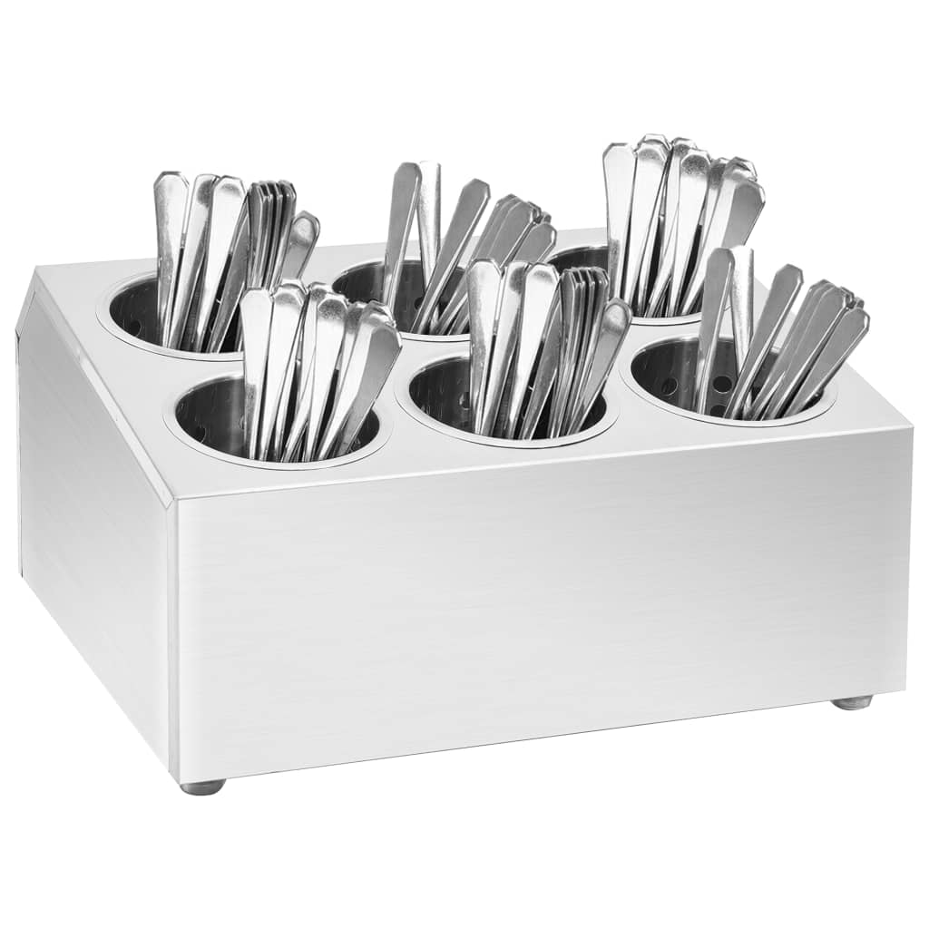 Cutrenqueiro Vidaxl 6 Compartamentos quadrados de aço inoxidável