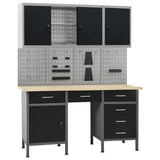 VidaXL Workbench with four wall panels and two cabinets