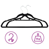 Vidaxl 50-piece clothing hanger set Anti-slip Velvet Black