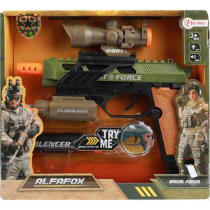 Toi-Toys Alfafox Gun militarmente com luz e som e lanterna