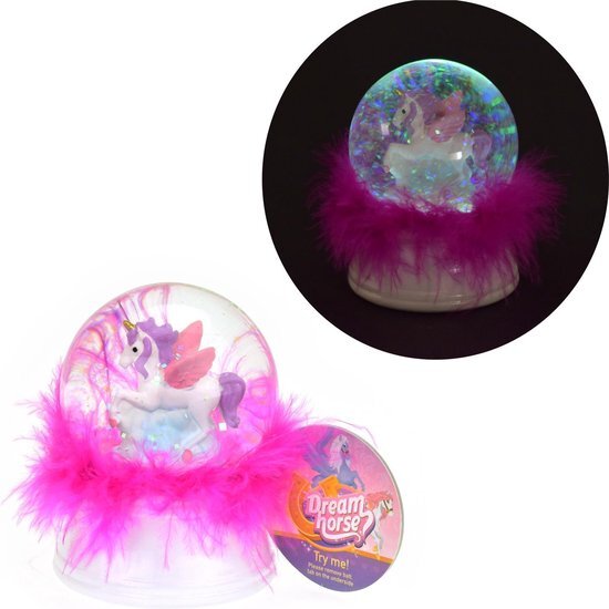 Dream Horse Snow Bol Unicornio con plumas y luz
