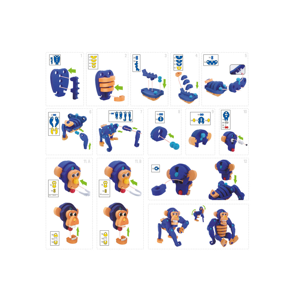 Toi-toys craft puzzle monkey junior 25.8 cm blue 59-piece