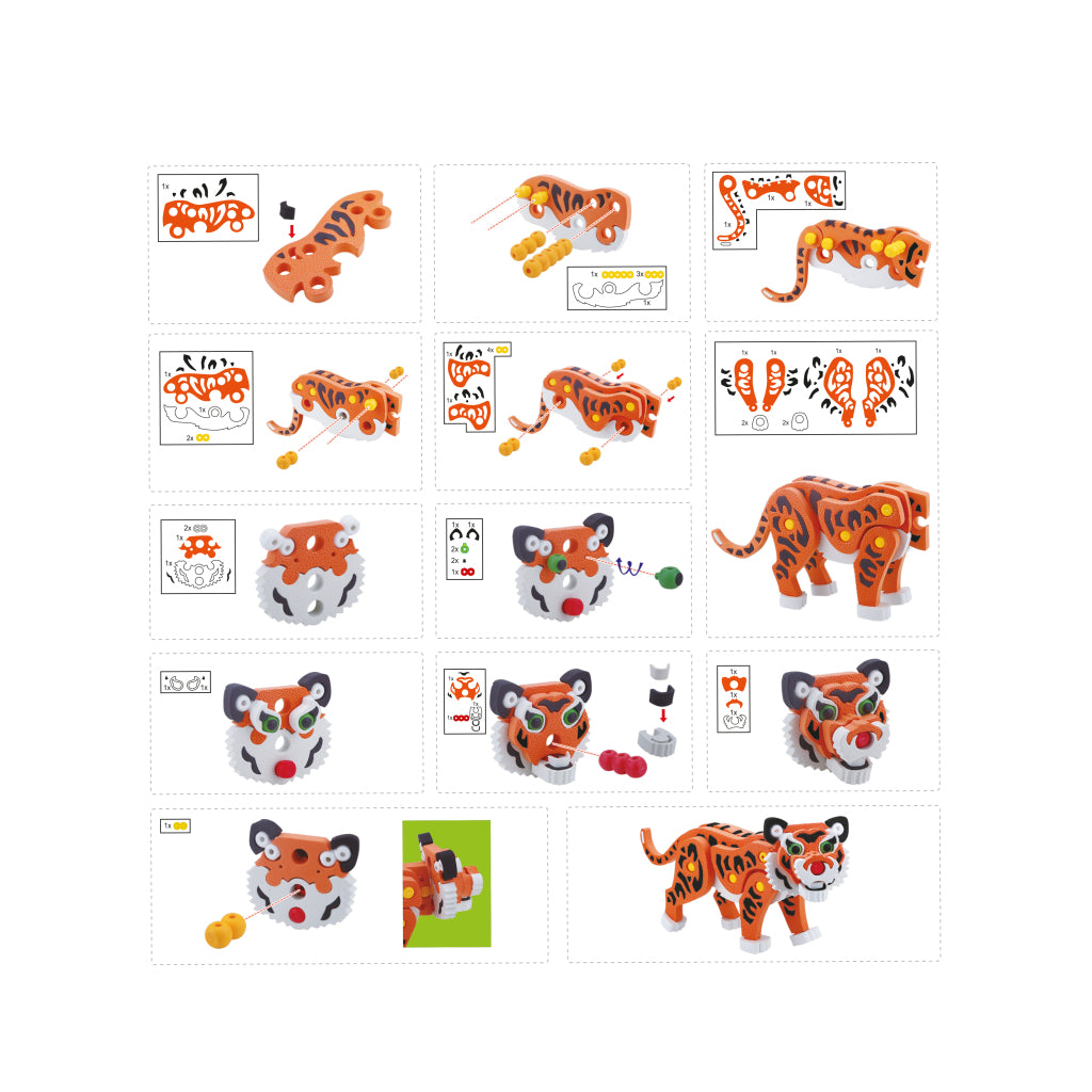 Toi-toys 3D-Puzzle Tiger Junior 31,5 cm Schaumstoff orange 121-teilig