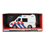 Police Bus mat Liicht an Toun