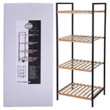 Bathroom Solutions storage rack with 4 shelves of bamboo and steel