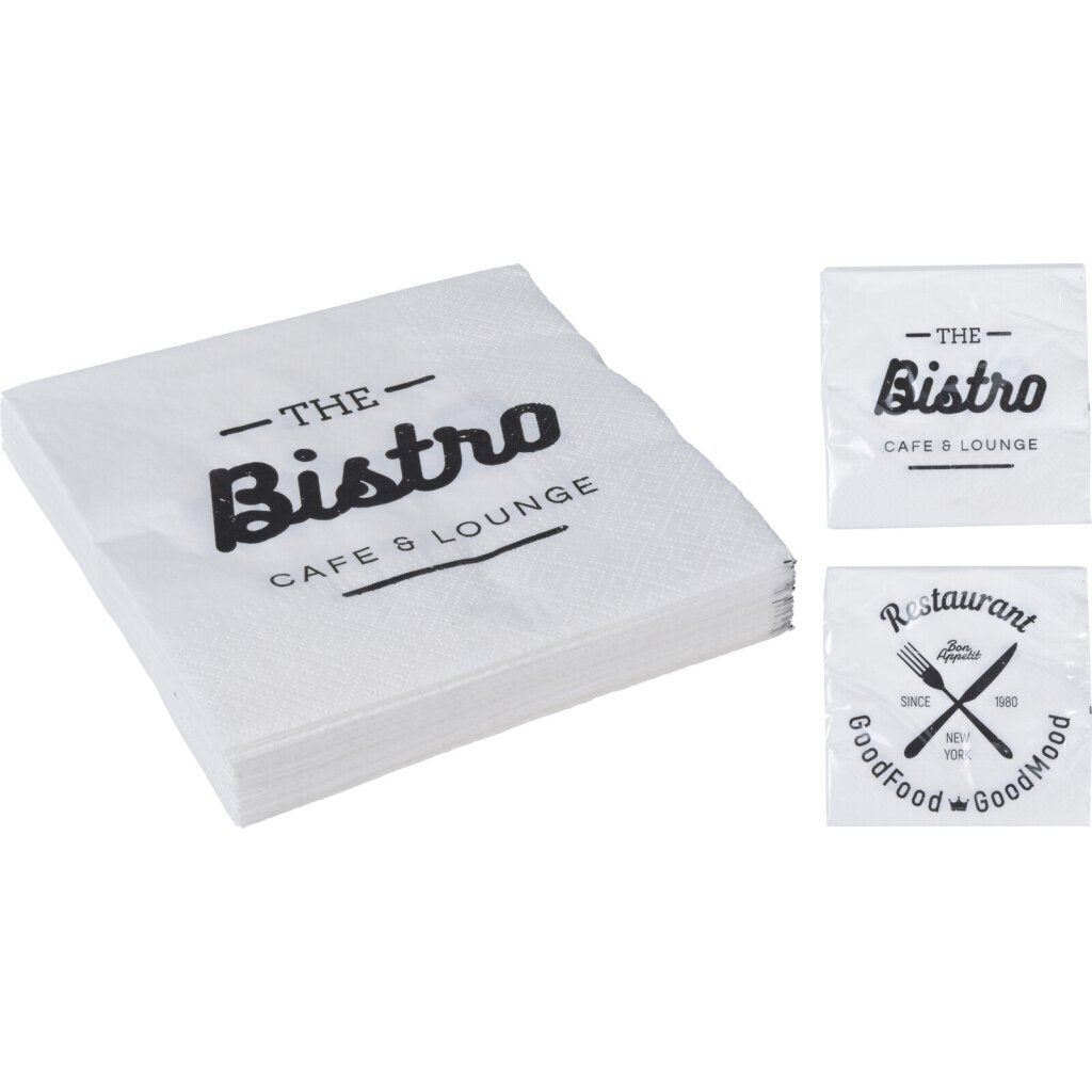Basis -Servietten Bistro Design 20 Stück Weiß