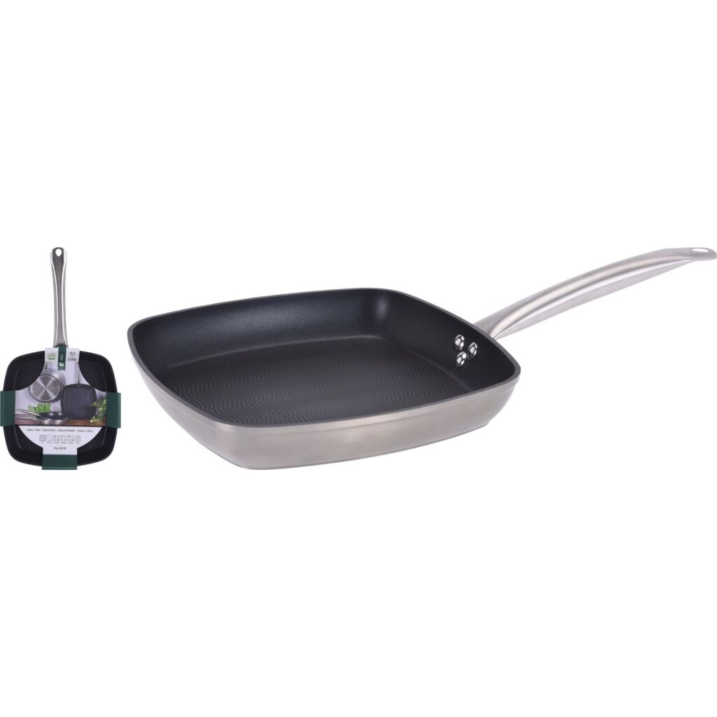 Excellent houseware grill pan 26 cm silver