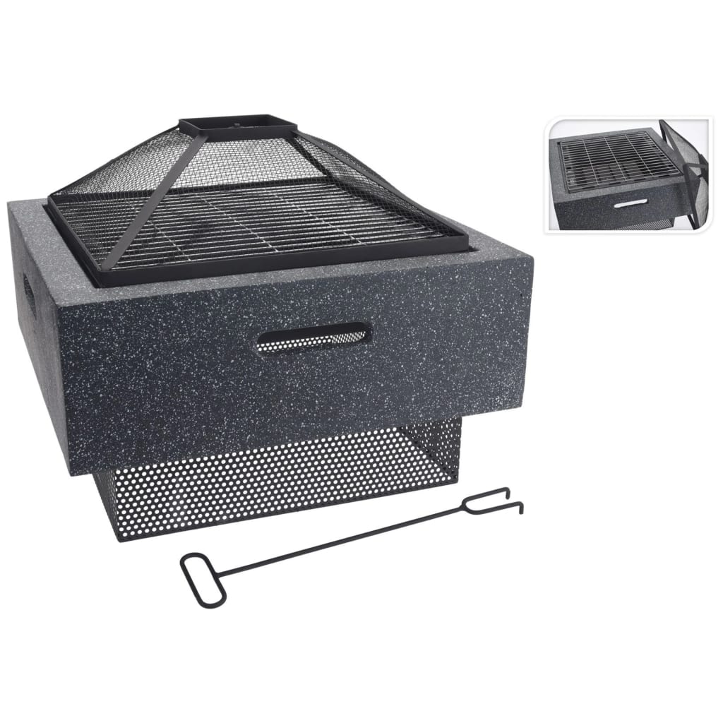 Progarden Fire Bowl z mrežo kvadrat 52,5x52,5x18,5 cm temno siva