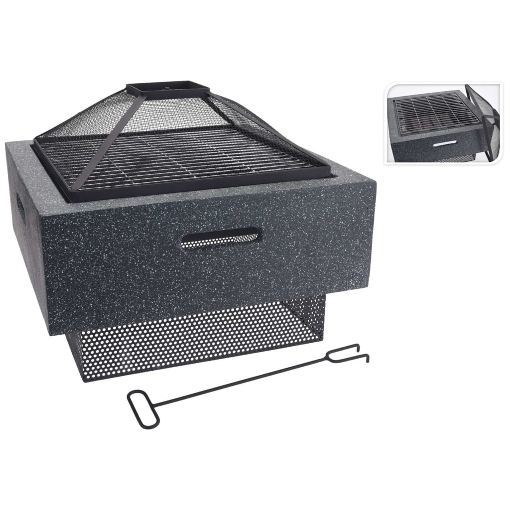 Progarden Fire Bowl z mrežo kvadrat 52,5x52,5x18,5 cm temno siva