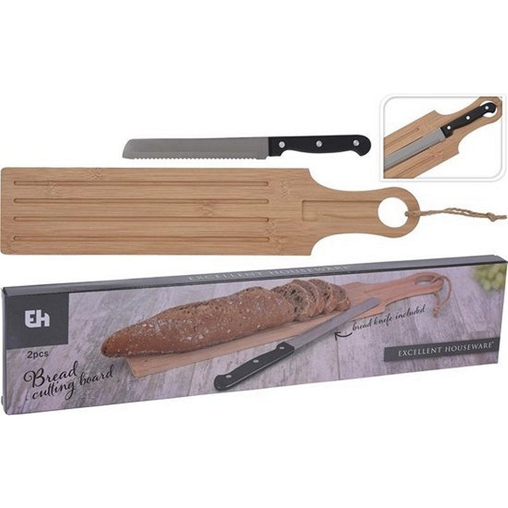 Excellent houseware wooden bread board with bread knife
