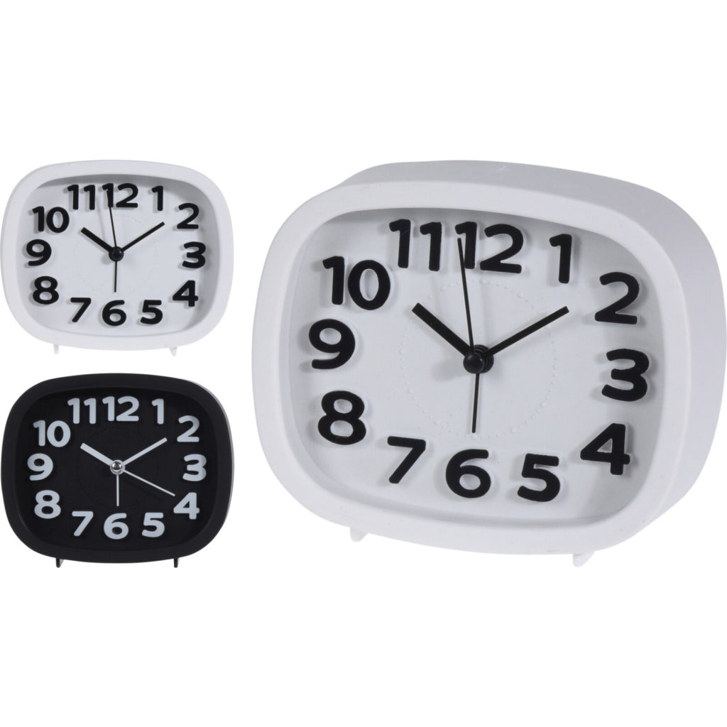 Various battery-powered alarm clocks, 2 assorted colors