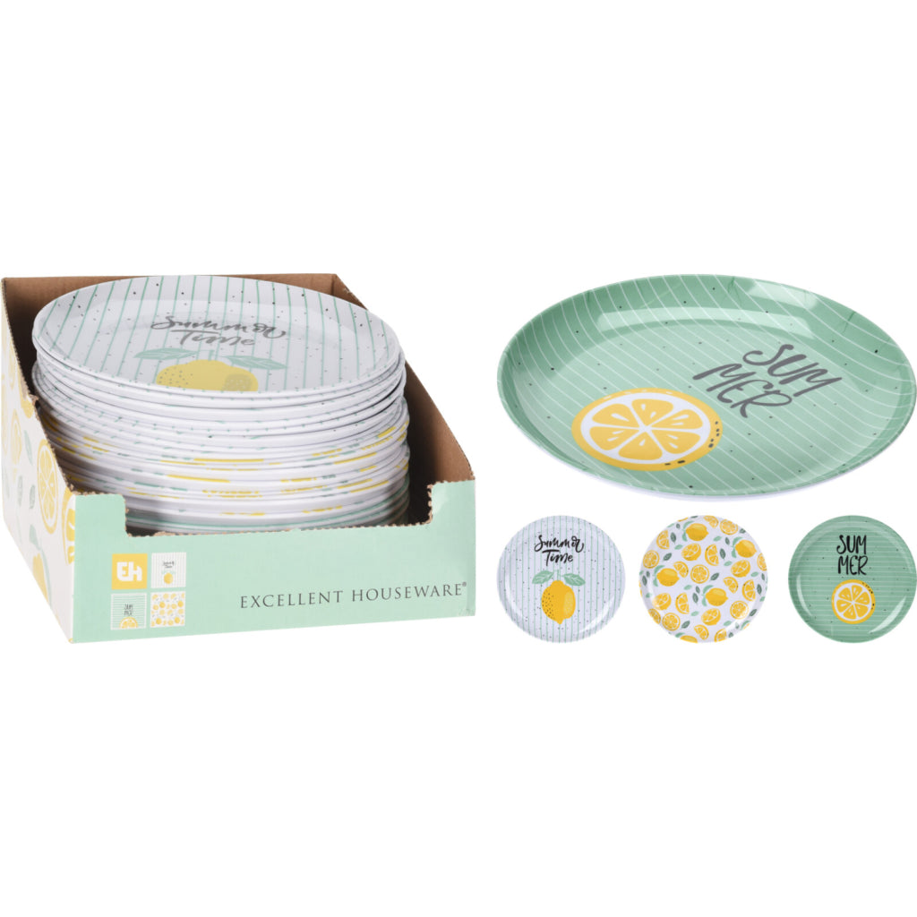 Excellent houseware plate ø20 cm lemon 3 assorted