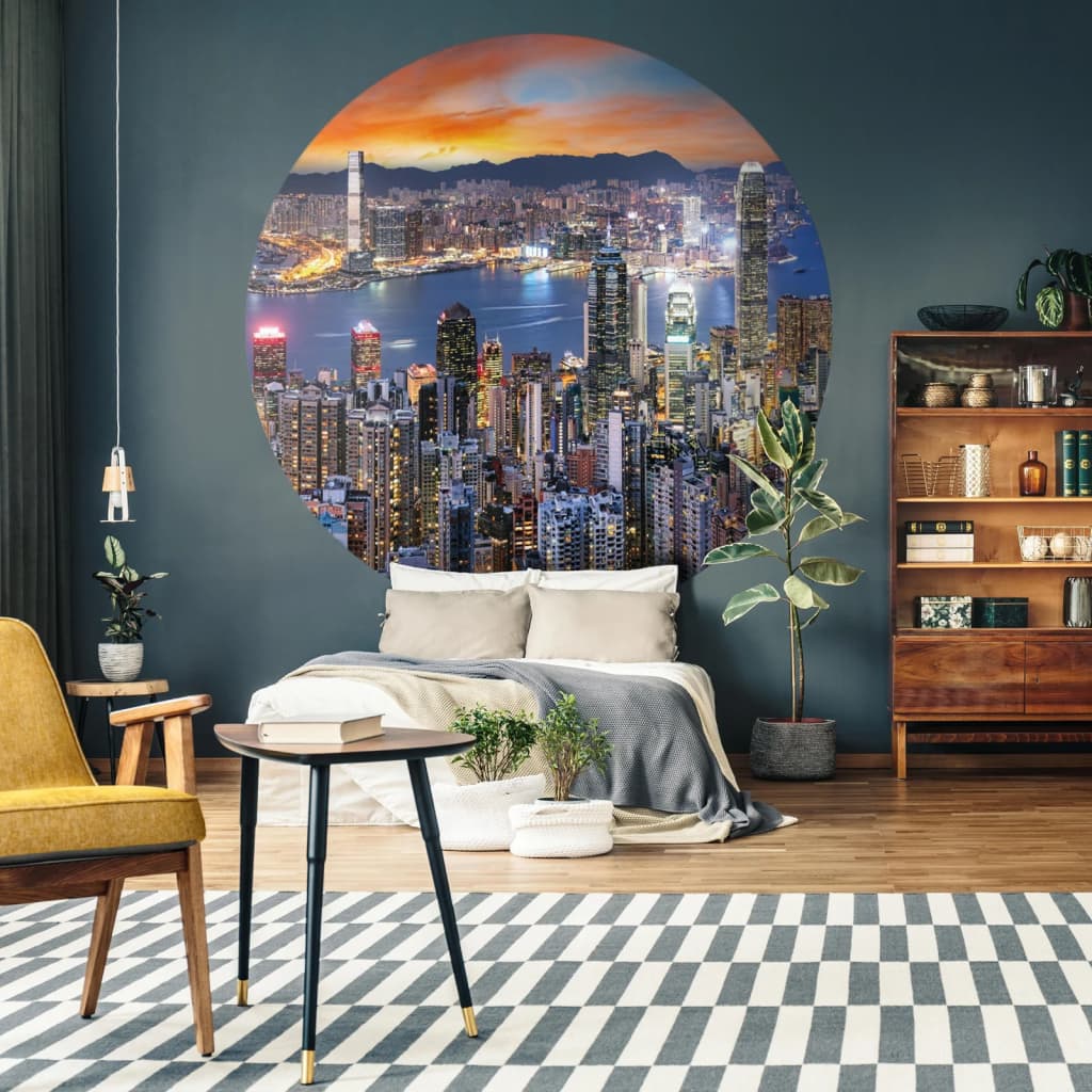 WALLART Wallow Circle Skyline di notte 190 cm