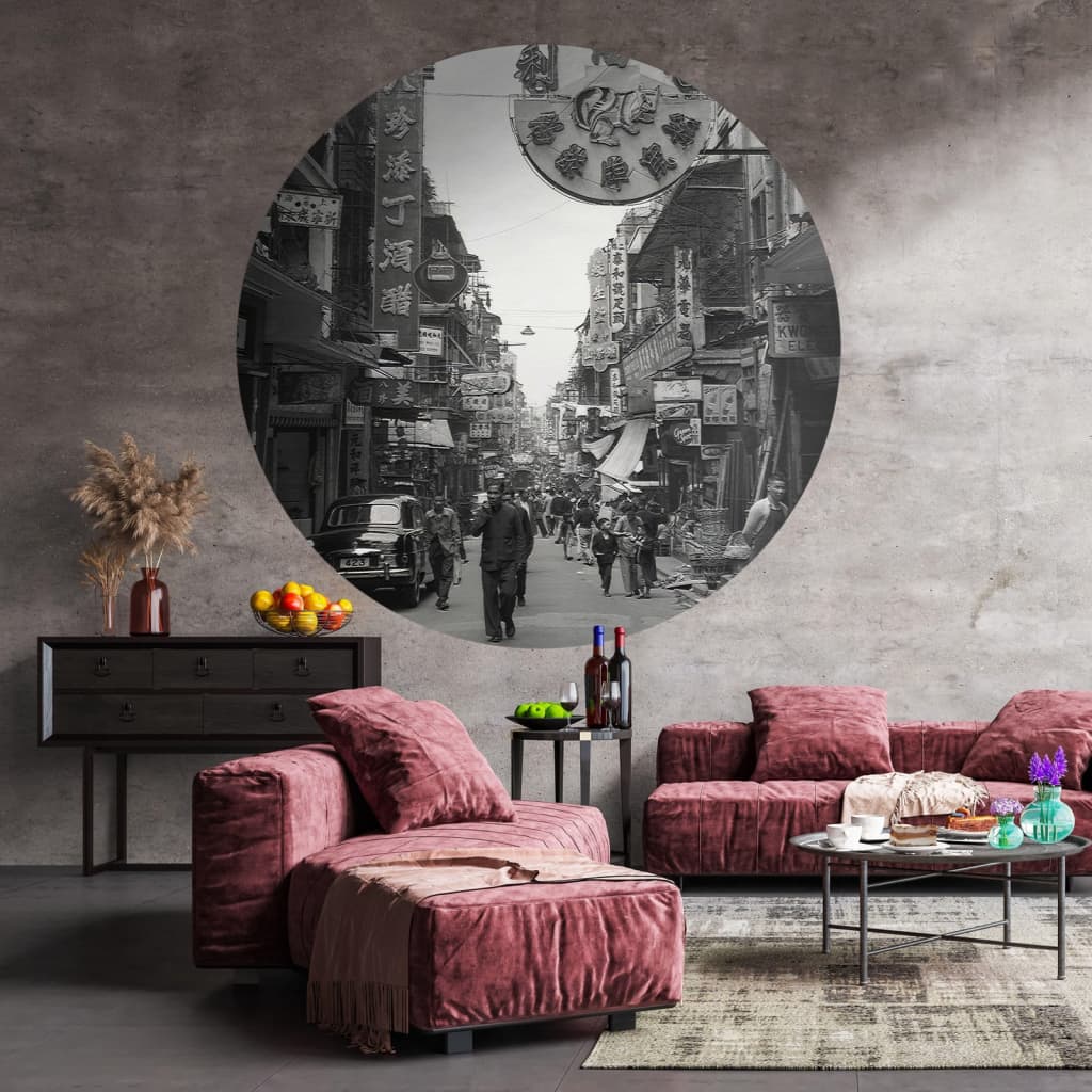 Wallart Wallow Circle Hong Kong De gamle dage 190 cm