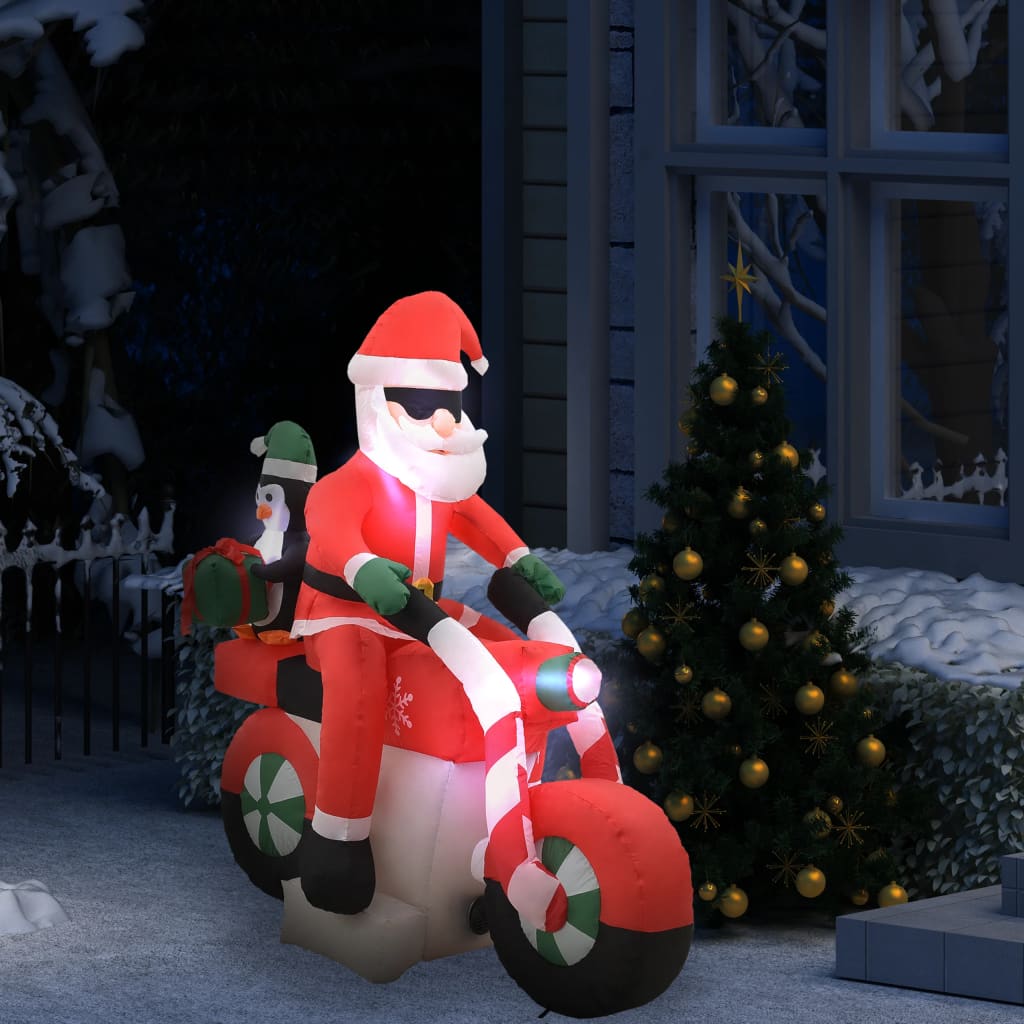 Vidaxl Inflatable Santa Claus on Motorcycle LED IP44 160 cm