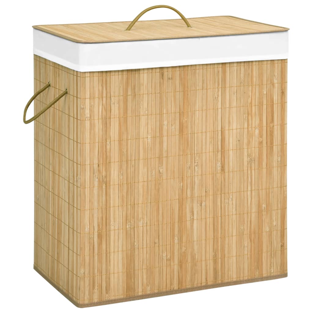 Canasta de lavandería de Vidaxl con 2 compartimentos 100 L Bamboo