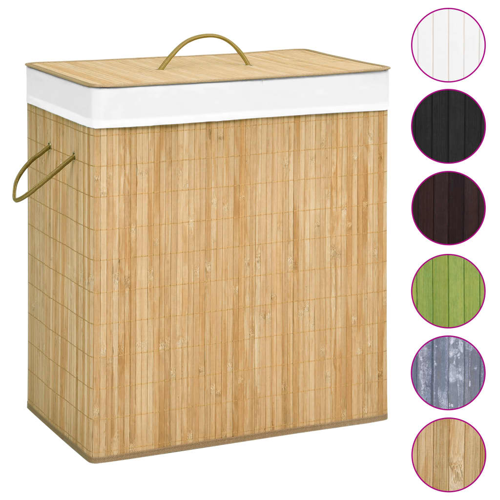 Canasta de lavandería de Vidaxl con 2 compartimentos 100 L Bamboo