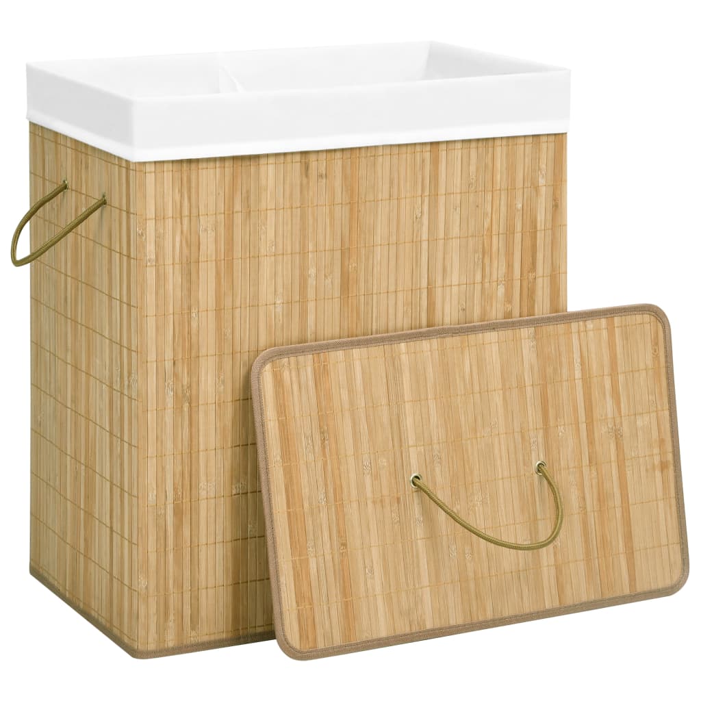 Canasta de lavandería de Vidaxl con 2 compartimentos 100 L Bamboo