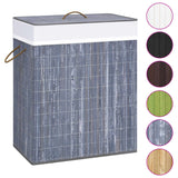 Vidaxl Wäschkuerf mat 2 Kompartimenter 100 l Bamboo Grey