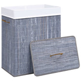 Vidaxl Wäschkuerf mat 2 Kompartimenter 100 l Bamboo Grey