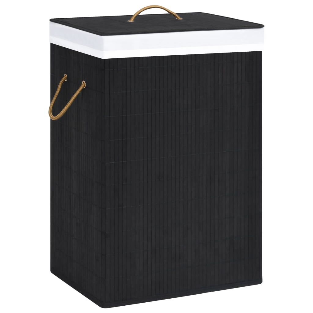 Vidaxl vaskeri kurv med 2 rum 72 l bambus sort
