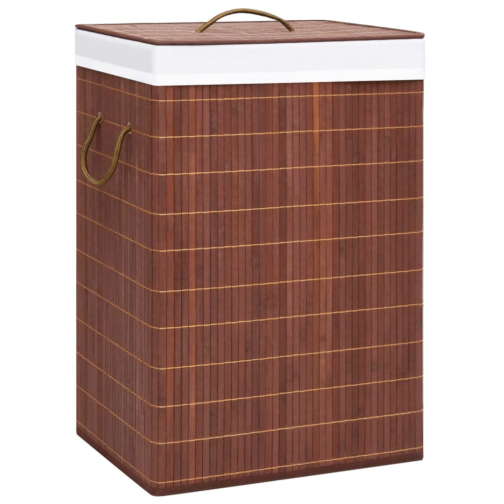Vidaxl Laundry Basket con 2 scomparti 72 L BAMBOO marrone