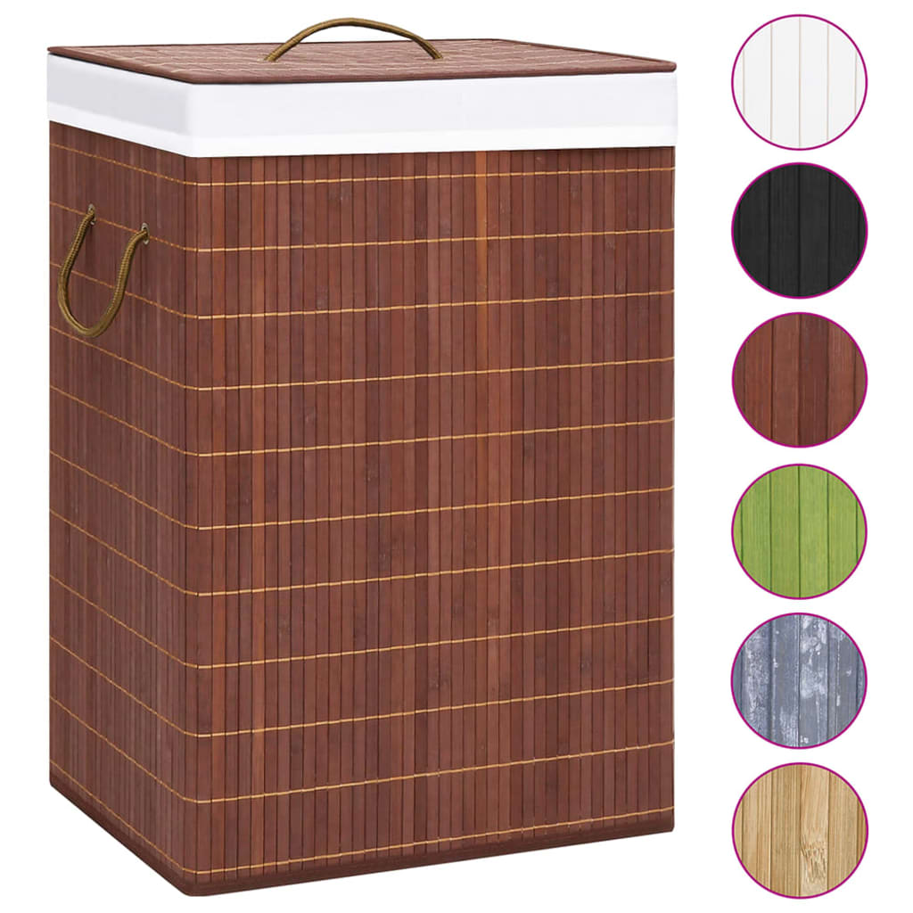 Vidaxl Laundry Basket con 2 scomparti 72 L BAMBOO marrone