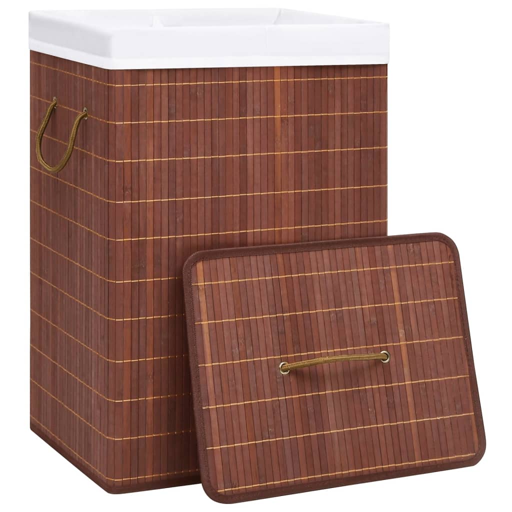 Vidaxl Laundry Basket con 2 scomparti 72 L BAMBOO marrone